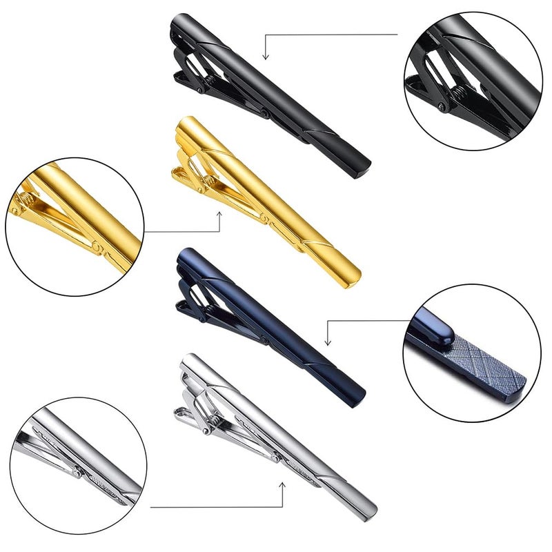 Roctee 7 Pack Tie Clip Set Mens Tie Bar | Formal Business Necktie Bar Pinch Tie Clip in Gold/Silvery/Black/Navy | Best Chioce for Father, Lover, Friends and Husband - Image 5